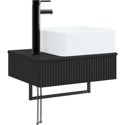 vidaXL Мивка за измиване, монтирана на стена Черно 50 x 41 x 39 см (890189)