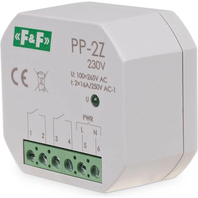 PP-2Z/230 - Elektromagnetické pomocné relé, 230V, 16A, 2x NO