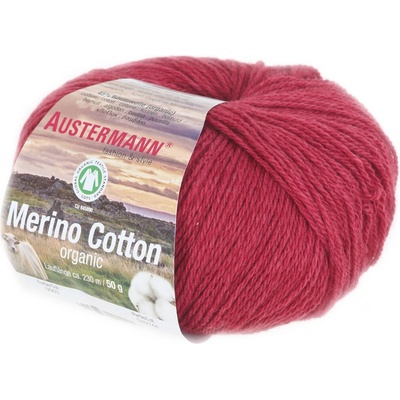 Austermann MERINO COTTON - 55% vlna merino, 45% bavlna - Ručně pletací příze Barva: 03 ROT