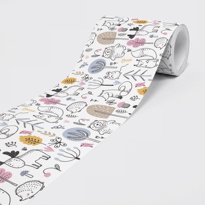 DIMEX ART Влиесова самолепяща бордура горски животни 15 см x 5 м