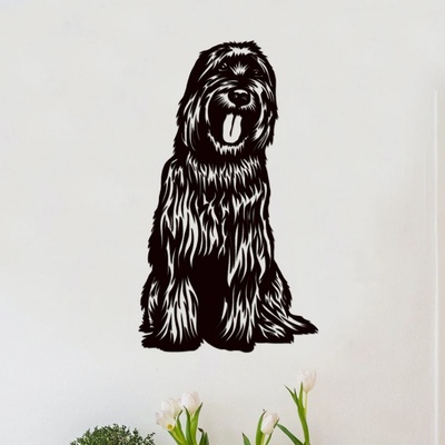 dřevo života Dřevěný obraz psa BRIARD Rozměry (cm): 35x60, Zvolte barvu dekoru: Černá
