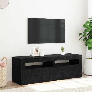 vidaXL ТВ шкаф с LED осветление, черен дъб, 120x35x40 см, инженерно дърво (862031)