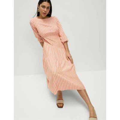Marks & Spencer Асиметрична плажна миди рокля с висок дял лен Marks & Spencer оранжева Marks & Spencer | Oranzhev | ЖЕНИ | M