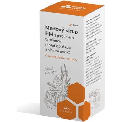 Purus Meda Medový sirup PM s skorocelom tymiánom materinou dúškou a vitamínom C 200 g