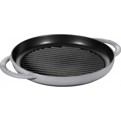 STAUB kulatá litinová grilovací pánev se dvěma držadly grafit 26 cm