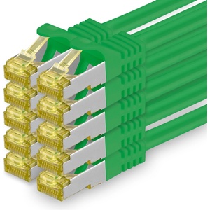1aTTack. de Cat. 7 Network Cable 5m Green Pack of 10 Cat7 Ethernet Cable Network LAN Cable Raw Cable 10 Gb s SFTP PIMF LSZH Set Patch Cable with Rj 45 Plug Cat. 6a - 4251073617152
