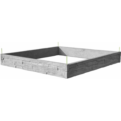 Barigadi Vyvýšený záhon betonový 200x200 x 25 cm, štípaný kámen, přírodní šedá
