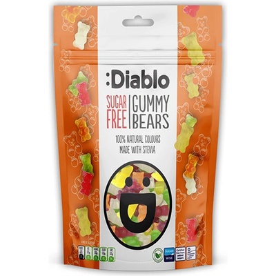 Diablo Bezlepkové gumové medvedíky bez cukru 75 g