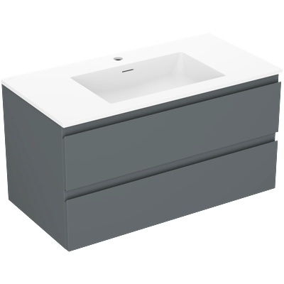Mexen Orio шкаф за баня 90 см с мивка Otis, 2 чекмеджета, графит мат/бял мат - 91A10-09047-2-BFF66-W18M01 (91A10-09047-2-BFF66-W18M01)