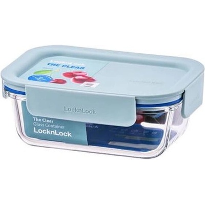 Lock & lock Dóza Clear obdélníková borosilikátové sklo mint 380 ml