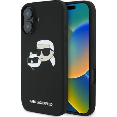 KARL LAGERFELD Силиконов калъф Karl Lagerfeld с принт на глави на главата MagSafe за iPhone 16 - черен (3666339319526)