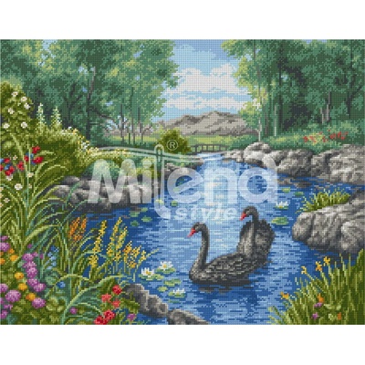 Milena Style Черни лебеди - гоблен със схема конци dmc 1: 1