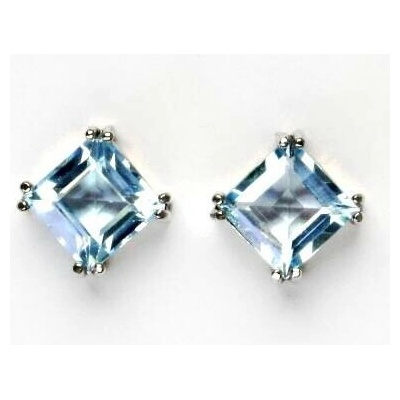 Čištín Stříbrné náušnice, přírodní topaz sky 8x8 mm NŠ 1259