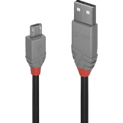 Lindy USB USB 2.0 USB-A zástrčka USB Micro-B zástrčka 3m černý sivý