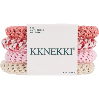 KKNEKKI Gumička do vlasů Kknekki no. 62 – set 4 ks, růžová barva, textil – Sleviste.cz