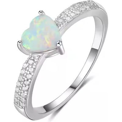 Lunica Stříbrný prsten OPÁLOVÉ SRDCE 0610 6