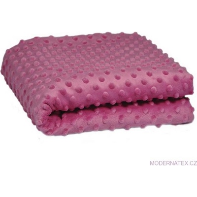 Látka minky puntík, 380 g/m², šíře 160 cm, metráž, světle fuchsiová