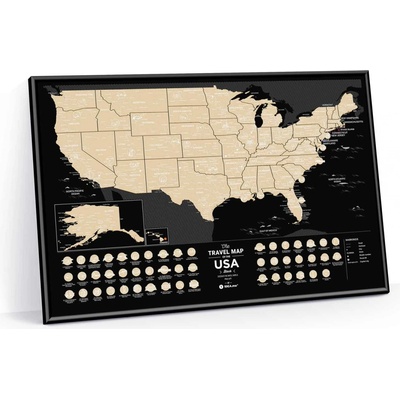 Černá cestovní mapa USA Scratch off