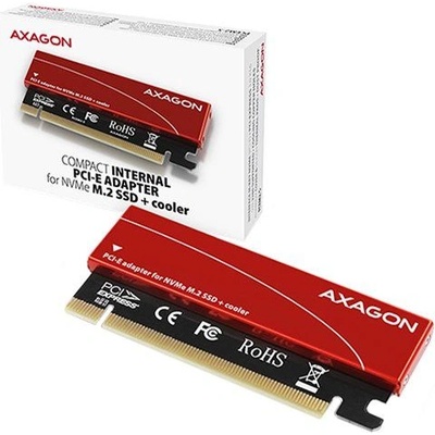 AXAGON PCEM2-S PCI-E 3.0 16x - M. 2 SSD NVMe, up to 80mm SSD, low profile, cooler (PCEM2-S)