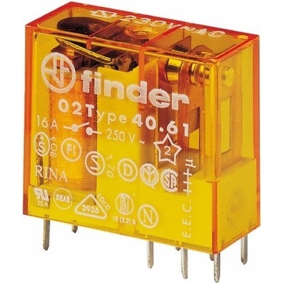 FINDER Relé 40.61.8.230.0000, 1P/16A, 230V AC 40618230