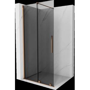 Mexen Velar плъзгаща се душ кабина Walk-in 80 x 200 см, графит 8 мм, розово злато - 871-080-000-43-60 (871-080-000-43-60)