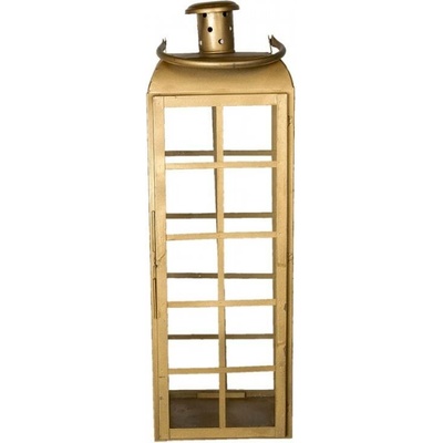 Zlatá kovová lucerna Simply na zavěšení- 17*17*60 cm – 17x17x60 cm