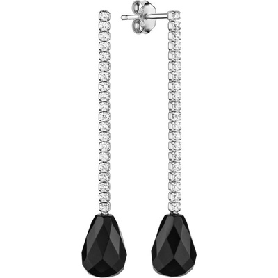 Gaura Pearls stříbrné náušnice s onyxem Sabelina MS24491E Černá