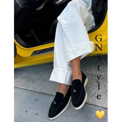 GNStyle Дизайнерски мокасини в черен цвят от естествен велур с атрактивен италиански дизайн