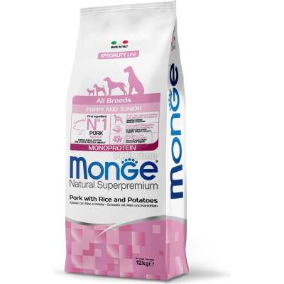 Monge Speciality Line All Breeds Puppy & Junior Monoprotein суха храна за кучета - свинско, ориз, картофи 12 кг