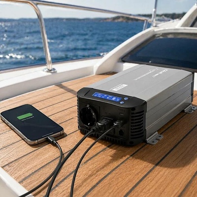 Qoltec Čistý sinusový měnič napětí | 12V na 230V | 1000/2000W | BYPASS UPS