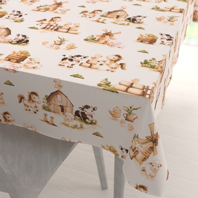 Biante Dětský bavlna obdélníkový ubrus Sandra SA-779 U nás na statku 100x140 cm