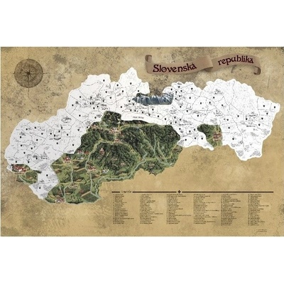 Stieracia mapa Slovensko - strieborná