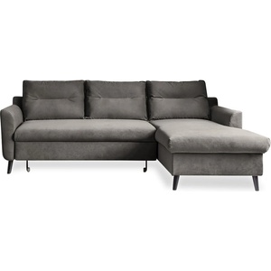 Miuform Тъмносиво кадифено ъглово канапе, десен ъгъл Stylish Stan - Miuform (Stylish Stan 2QL-LCBKR OTT25)
