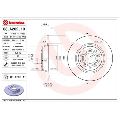 BREMBO Brzdový kotúč 08A20211