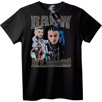 NOONEBRAND Тениска Rauw Alejandro Брокат - 2XL, Black