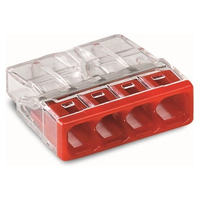 WAGO Svorka 2273-204 instalační PUSH WIRE® krabicová pro plné vodiče, 4 x 2,5 mm² , červená/transparentní 2273-204 – Hledejceny.cz