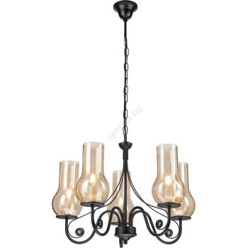 Brilagi - LED Пендел COTTAGE 5xE14/40W/230V черен/кафяв (BG1516A)