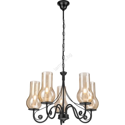 Brilagi - LED Пендел COTTAGE 5xE14/40W/230V черен/кафяв (BG1516A)