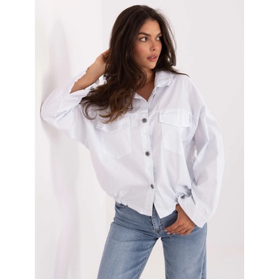 Rue Paris Shirt-IT-KS-FL9273.86-white biela svetlomodrá
