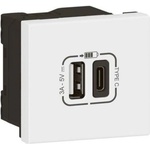 Legrand Розетка 2хUSB за зареждане тип A+C 3A 15W 2 мод. цвят Бял Mosaic /до изчерпване/ - 077570L (077570L)