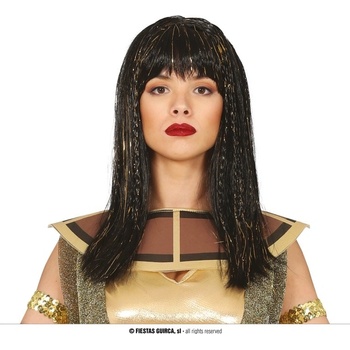 Guirca Čiernovlasá parochňa s flitrovými vlasmi Kleopatra