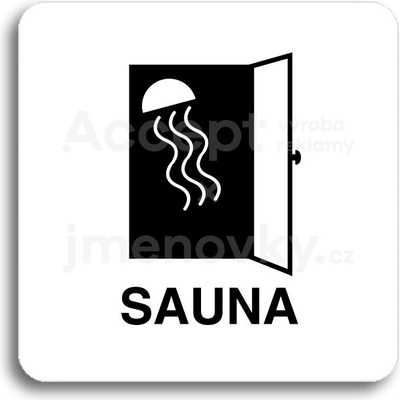 ACCEPT Piktogram sauna - bílá tabulka - černý tisk bez rámečku