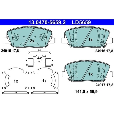 Sada brzdových platničiek kotúčovej brzdy ATE Ceramic 13.0470-5659.2
