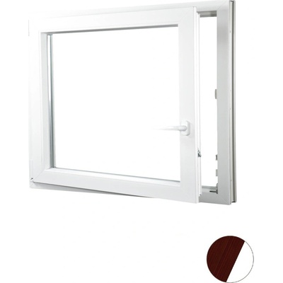 Aluplast plastové jednokřídlo 1500 x 1300 mm Mahagon/bílá, Levé, Dvojsklo Ug= 1,1