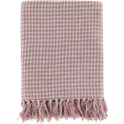 Chic Antique Bílo-malinový přízový pléd se vzorem a třásněmi Aix Hod 130x150