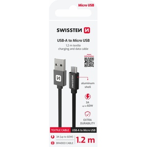 SWISSTEN Textile USB / USB-C 2 m Цвят: черен