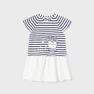 Mayoral Трикотажна комбинирана рокля за бебе момиче Майорал в тъмно синьо