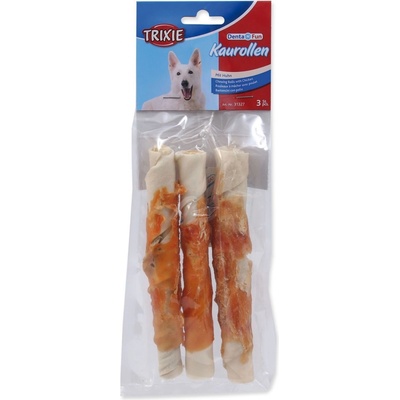 Trixie Dentafun Tyčinka z byvolej kože zviazaná kuracím mäsom, 28 cm, 3 ks