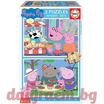 Image 1 of Educa Дървен пъзел EDUCA 18078 - 2 х 25 части - Пепа Пиг, Peppa Pig, Прасето Пепа (EDU18078)