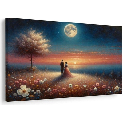 Obraz dvojice v záři měsíce - 60x40
